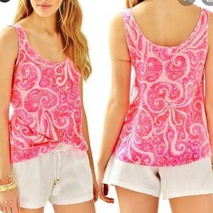 Lilly Pulitzer Silk Cosmos Top Pink Pout NWT
